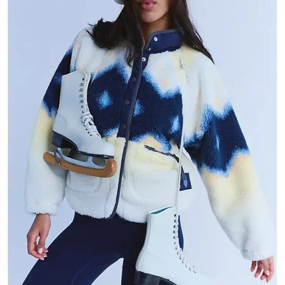Free People Hit The Slopes Fleece Jacket Womens XS Soft Glow Sun Casual Boho - Picture 1 of 6